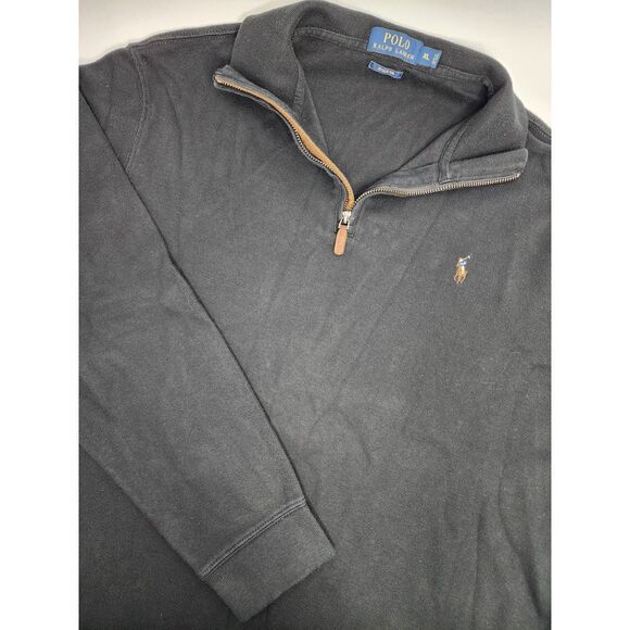 Polo Ralph Lauren Sweater Men's XL Estate Rib 1/4 Zip Pullover Black - Picture 3 of 7